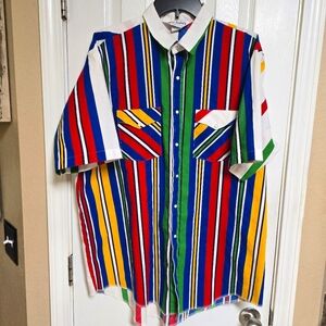Dale's Made In The USA Striped Button Down‎ With Pearl Snaps Men's XL Vintage